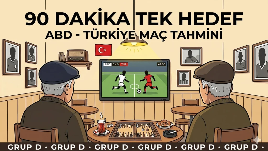 ABD Türkiye maç tahmini görseli, Türk kahvehanesinde TV başında izleyen taraftarlar